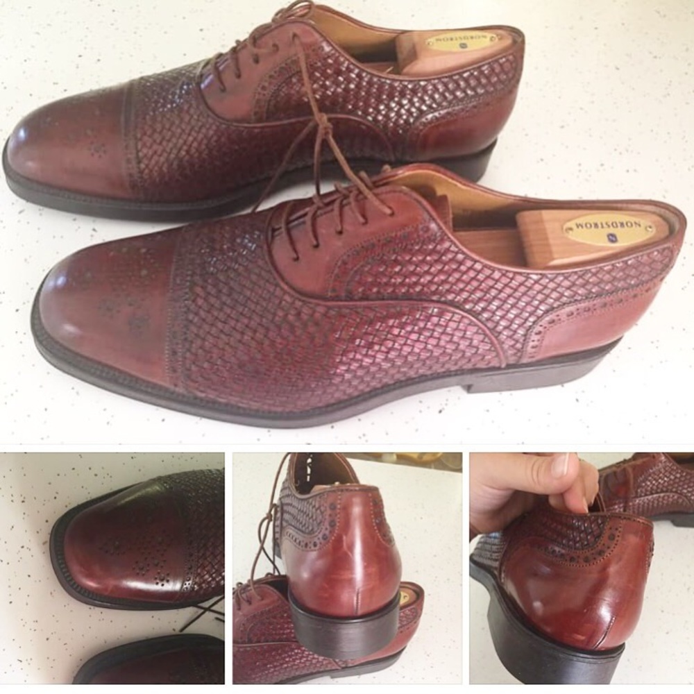 Men’s Santoni dark brown woven shoes size 11.5